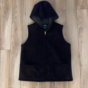Women Ralph Lauren medium vest hood fullzip black